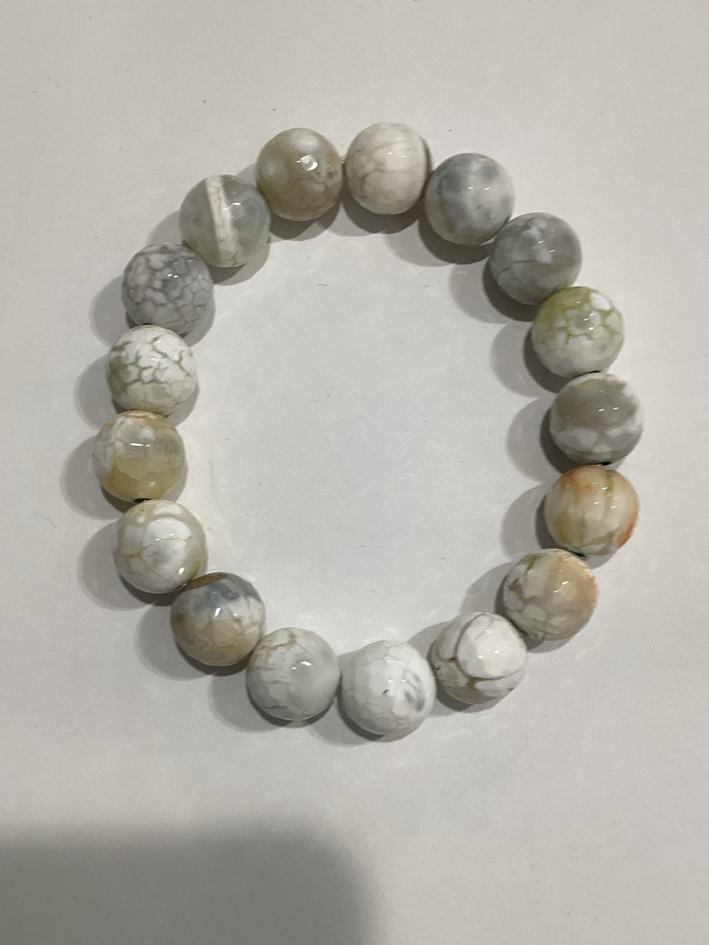 Fashion Jewelry White and Multicolor‎ Veined Agate Bead Stretch Bracelet
